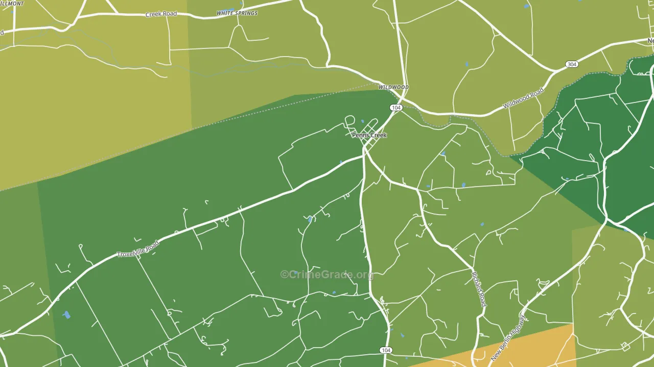 Penns Creek, PA Map of Assault Rates