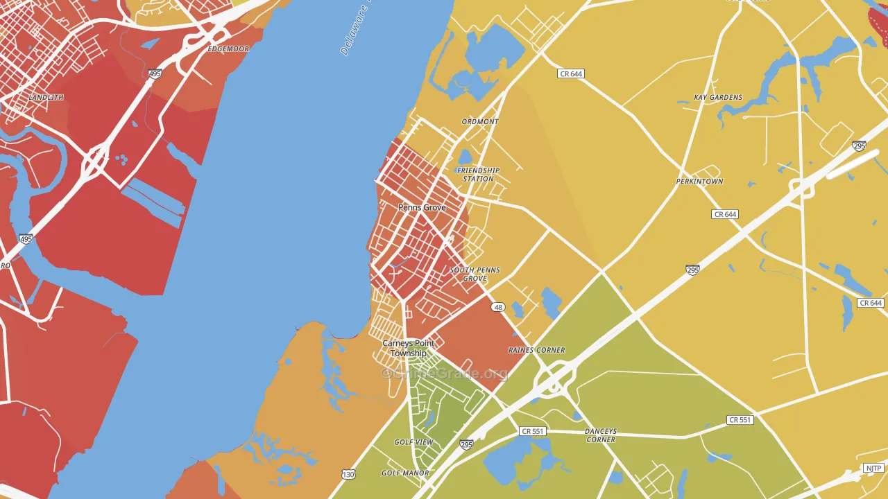 Penns Grove, NJ Map of Assault Rates