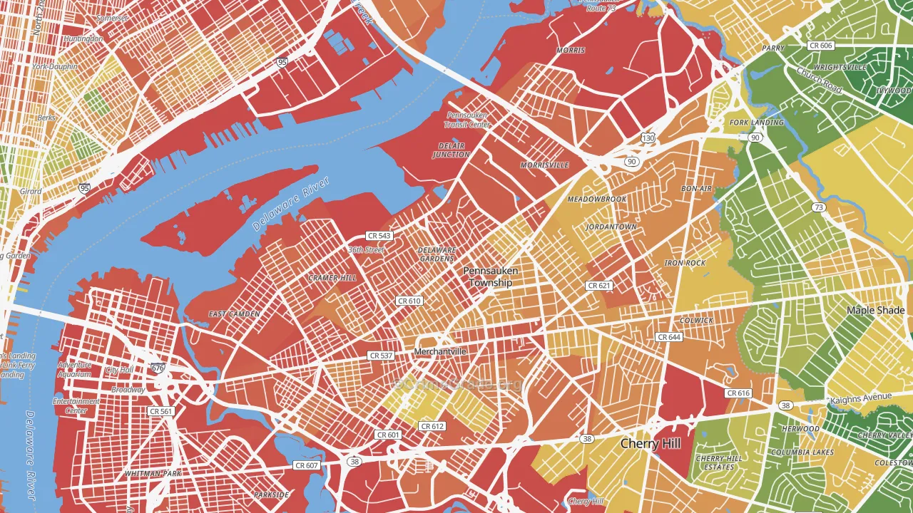 Pennsauken, NJ Map of Assault Rates