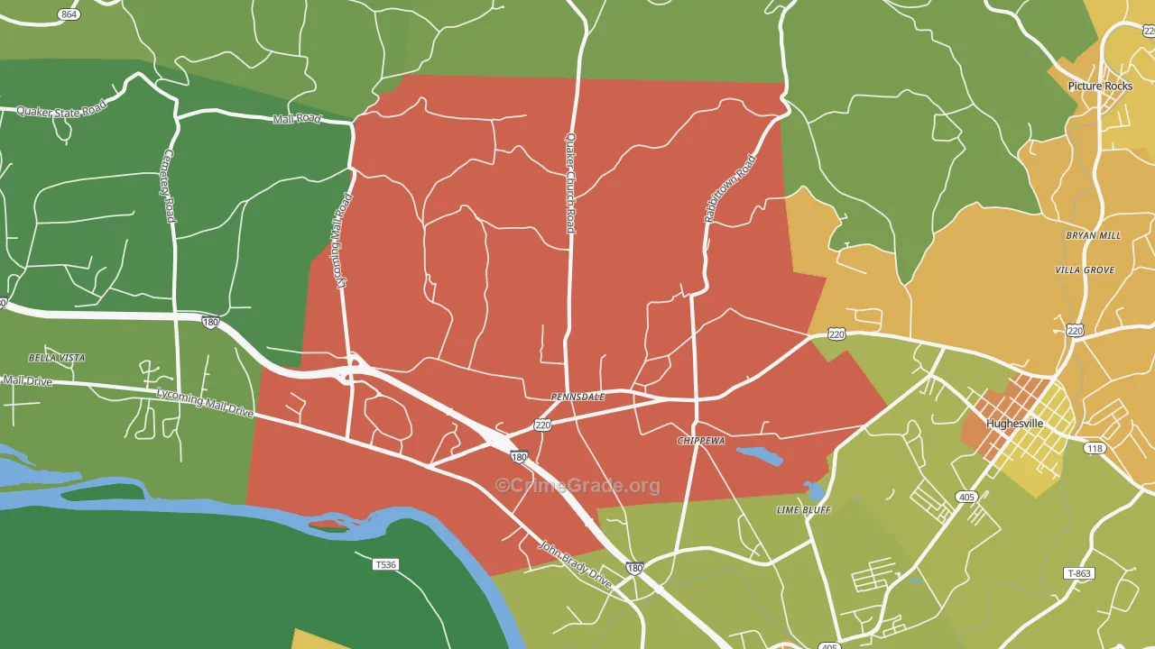 Pennsdale, PA Map of Assault Rates
