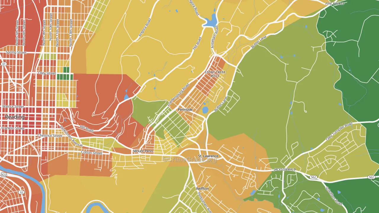 Pennside, PA Map of Assault Rates