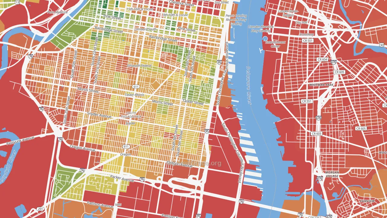 Pennsport-Whitman-Queen, Philadelphia, PA Map of Assault Rates