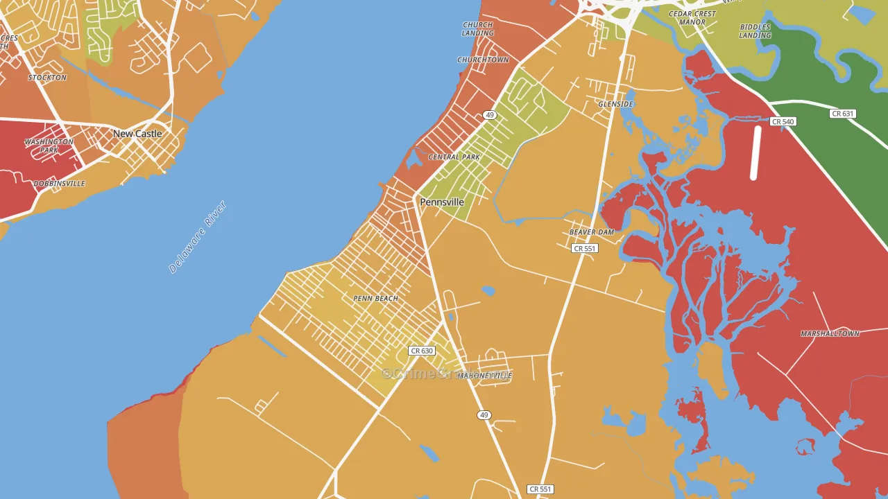 Pennsville, NJ Map of Assault Rates