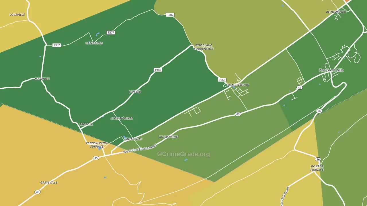 Pennsylvania Furnace, PA Map of Assault Rates