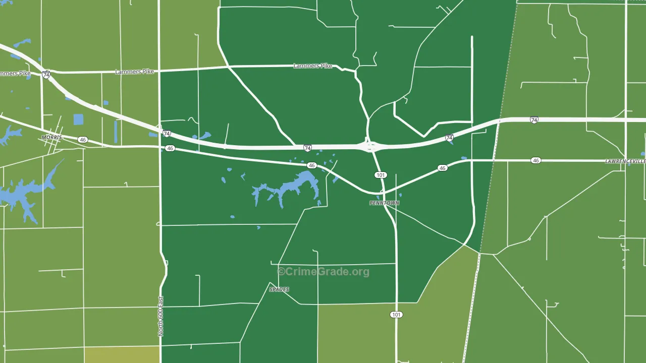 Penntown, IN Map of Assault Rates