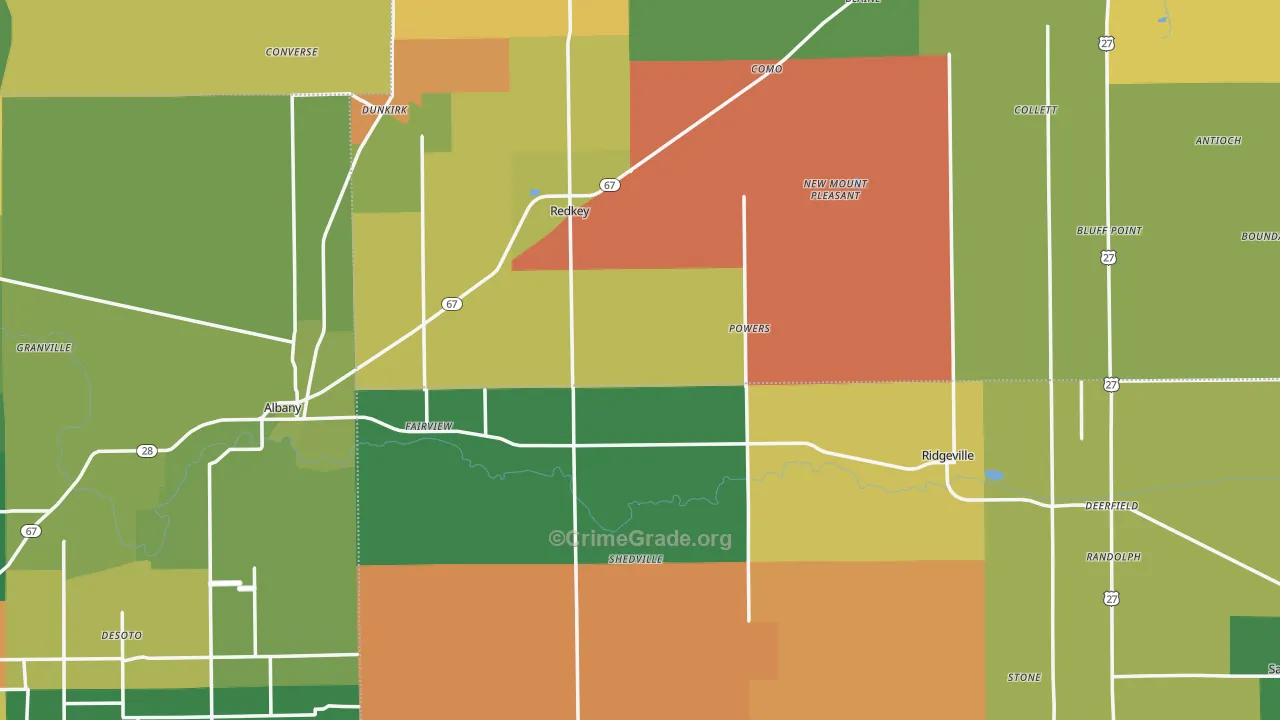 Pennville, IN Map of Assault Rates