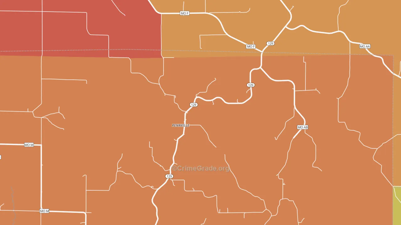 Pennville, MO Map of Assault Rates