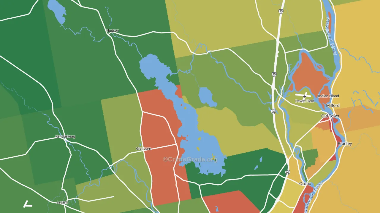 Penobscot County, ME Map of Assault Rates