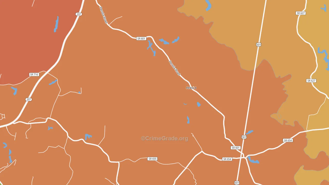Penola, VA Map of Assault Rates