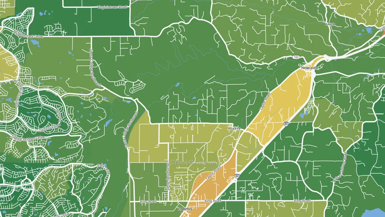 Penryn, CA Map of Assault Rates