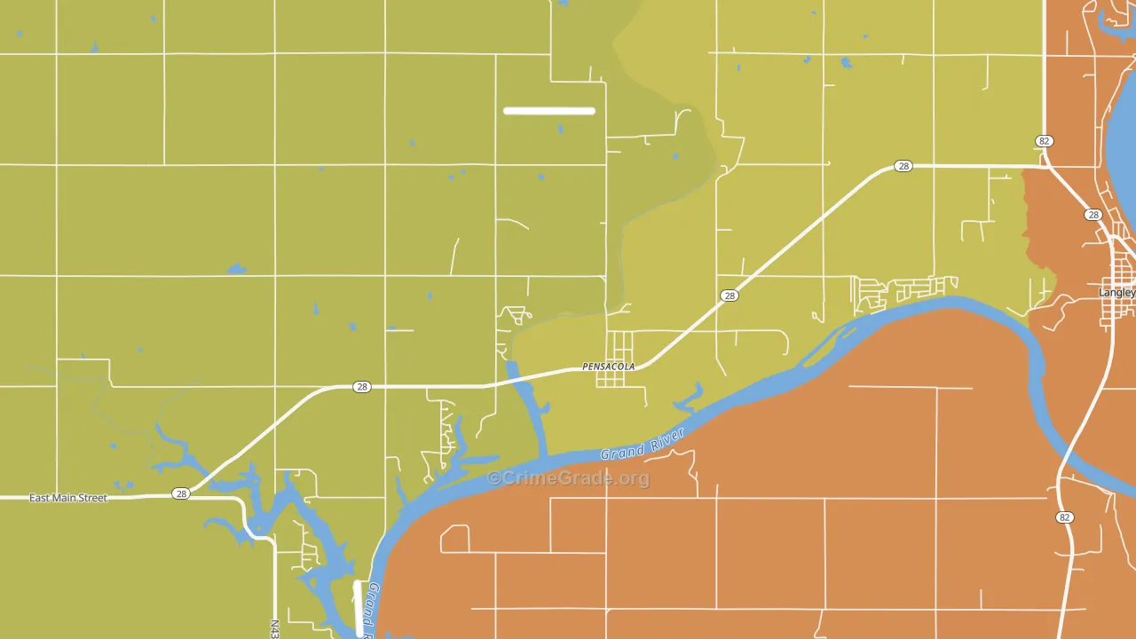Pensacola, OK Map of Assault Rates