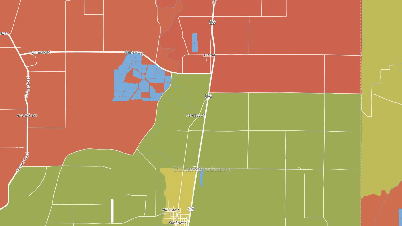 Pentecost, MS Map of Assault Rates