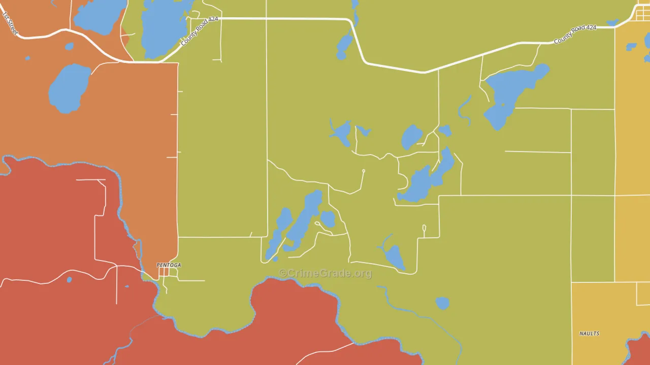 Pentoga, MI Map of Assault Rates