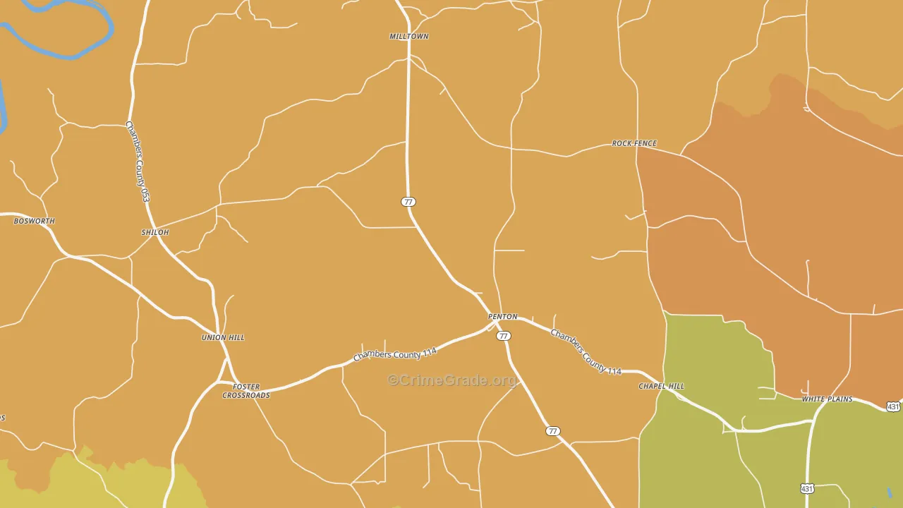 Penton, AL Map of Assault Rates