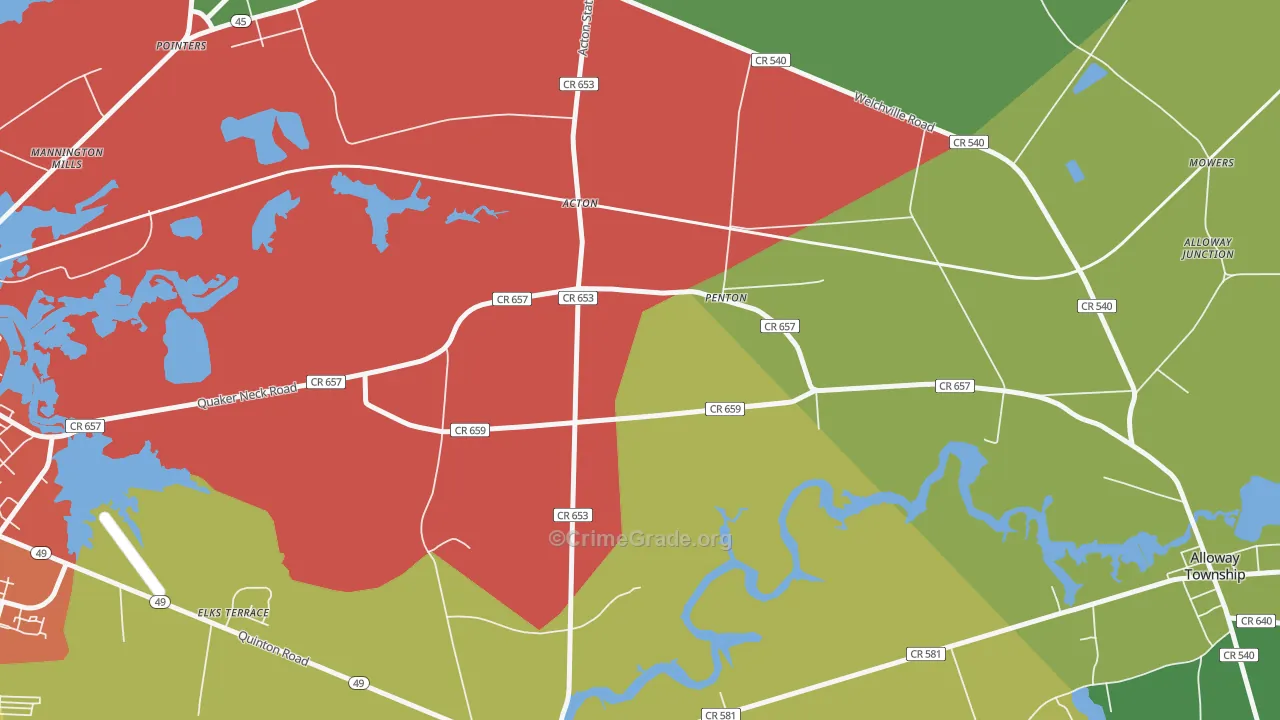 Penton, NJ Map of Assault Rates