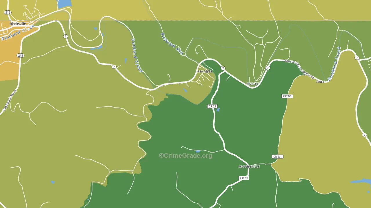 Pentress, WV Map of Assault Rates