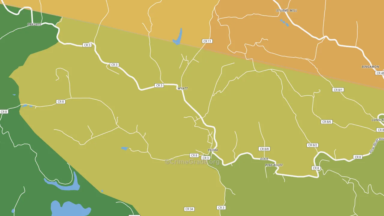 Peora, WV Map of Assault Rates