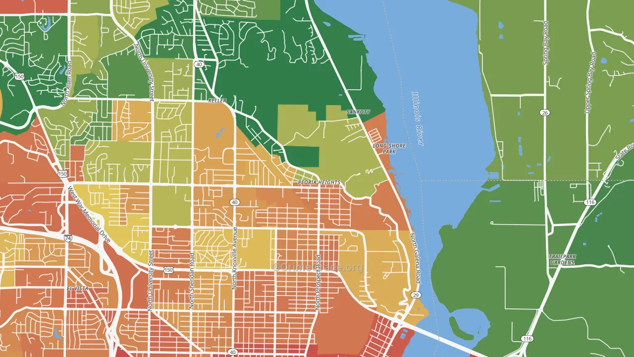 Peoria Heights, IL Map of Assault Rates