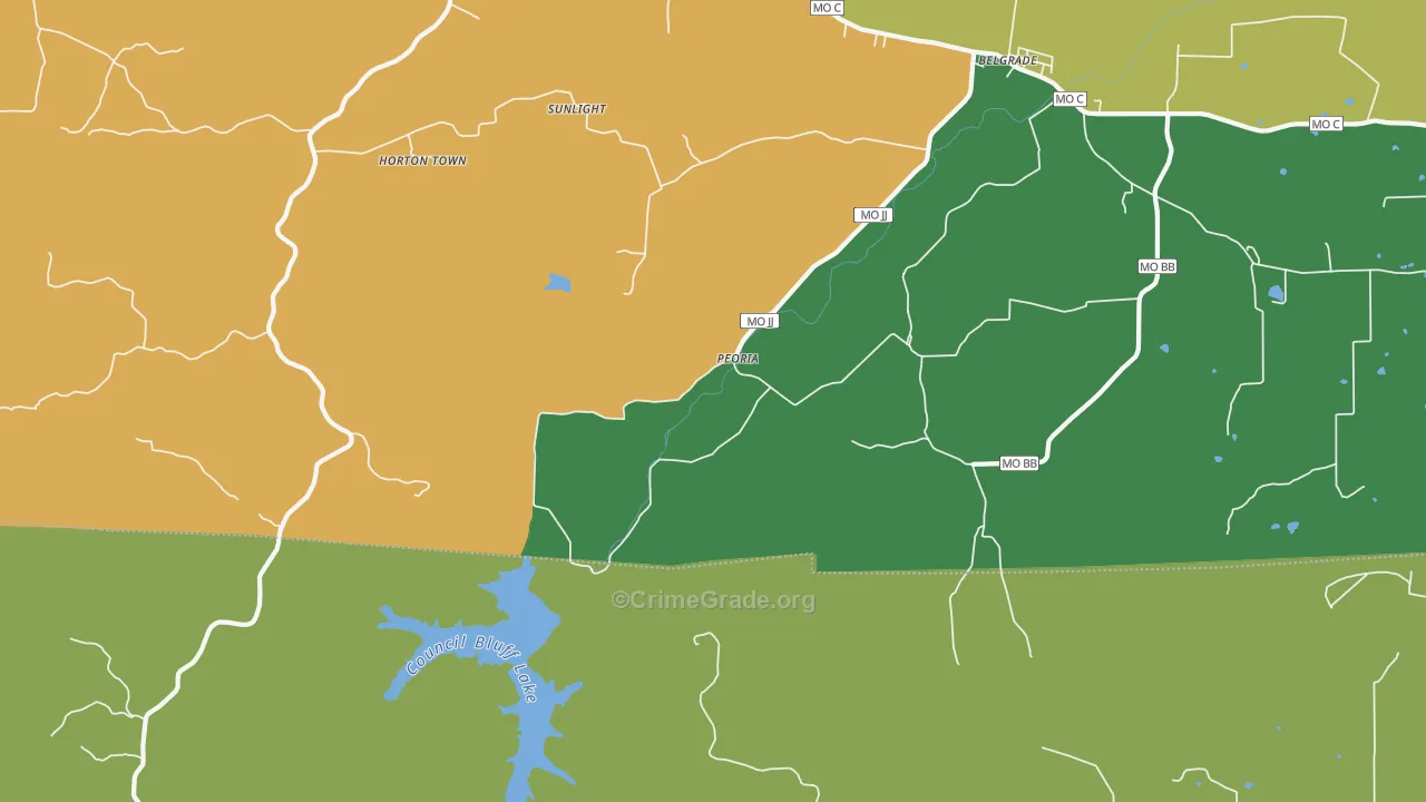 Peoria, MO Map of Assault Rates