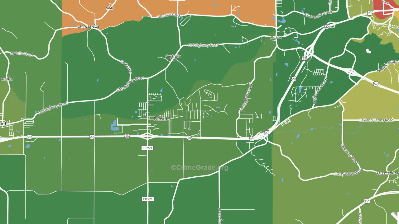Peosta, IA Map of Assault Rates