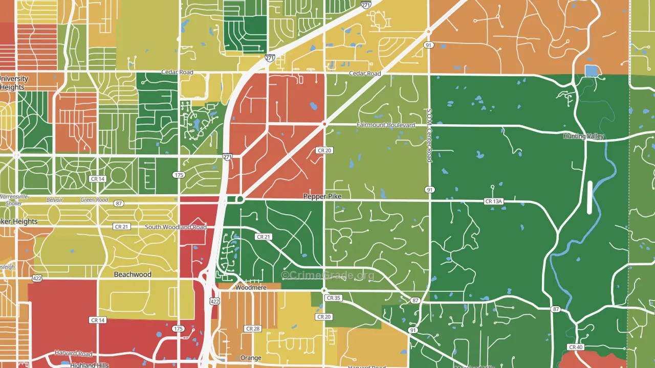 Pepper Pike, OH Map of Assault Rates
