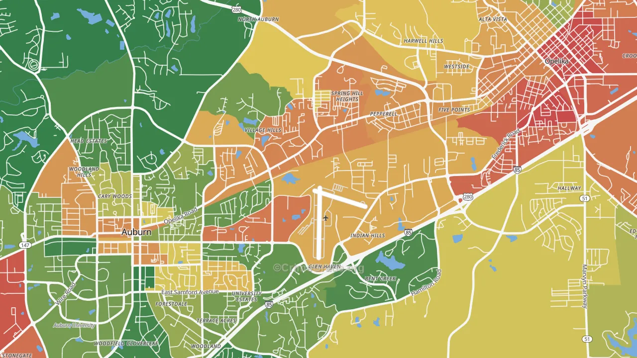 Pepperell, AL Map of Assault Rates