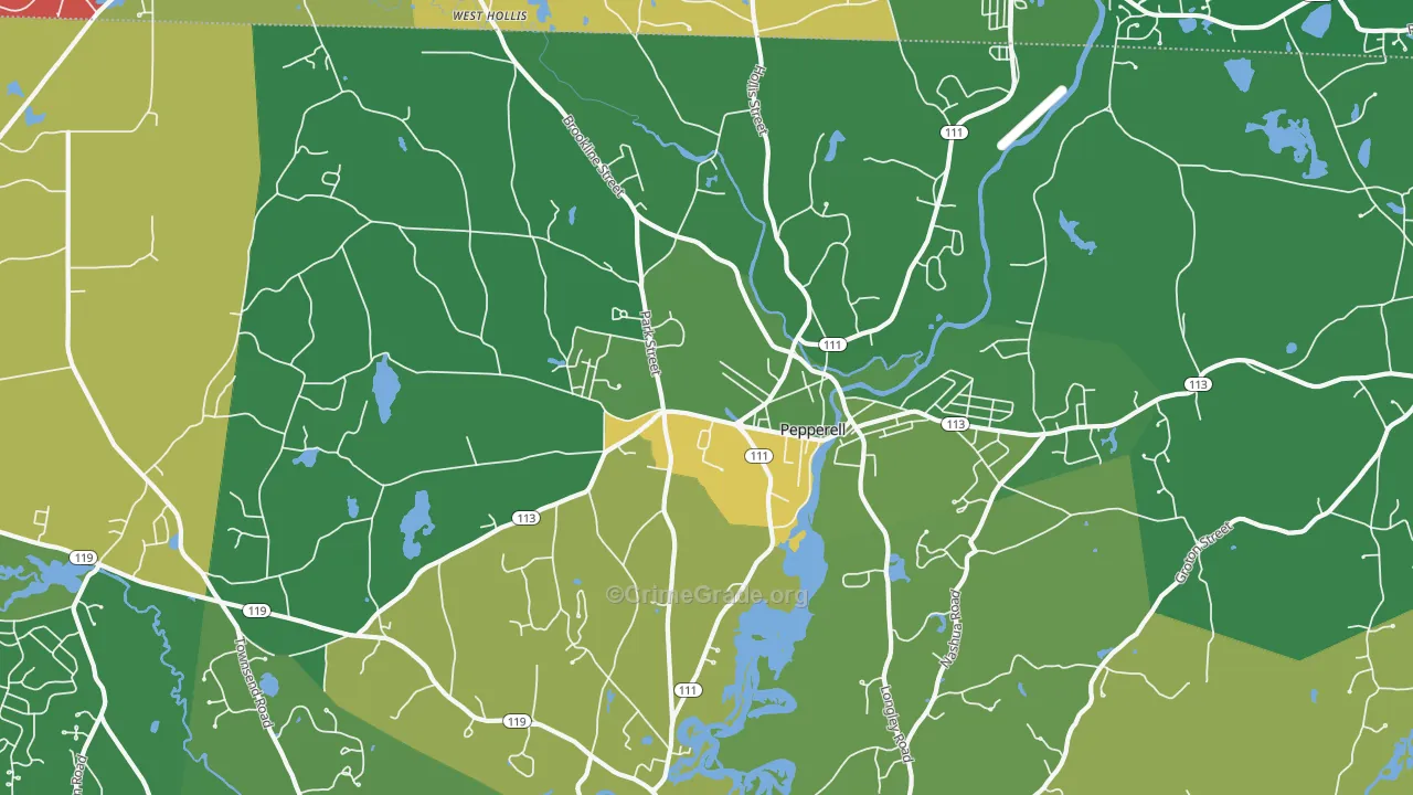 Pepperell, MA Map of Assault Rates