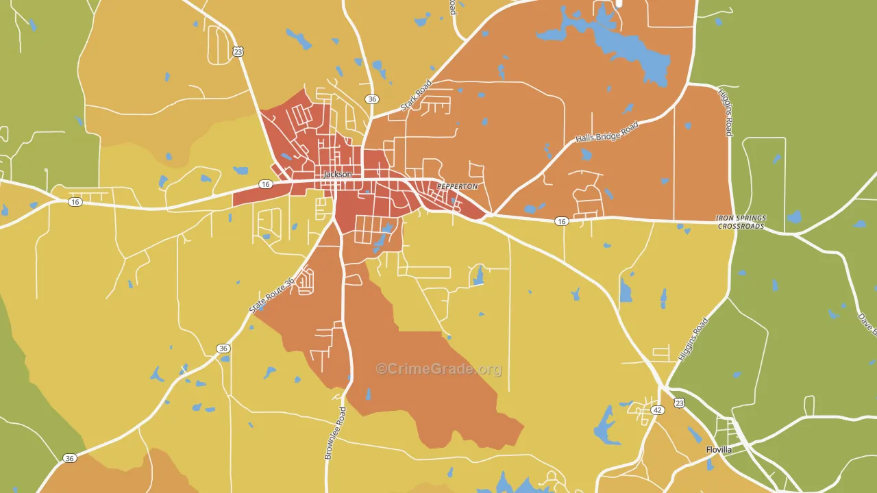 Pepperton, GA Map of Assault Rates