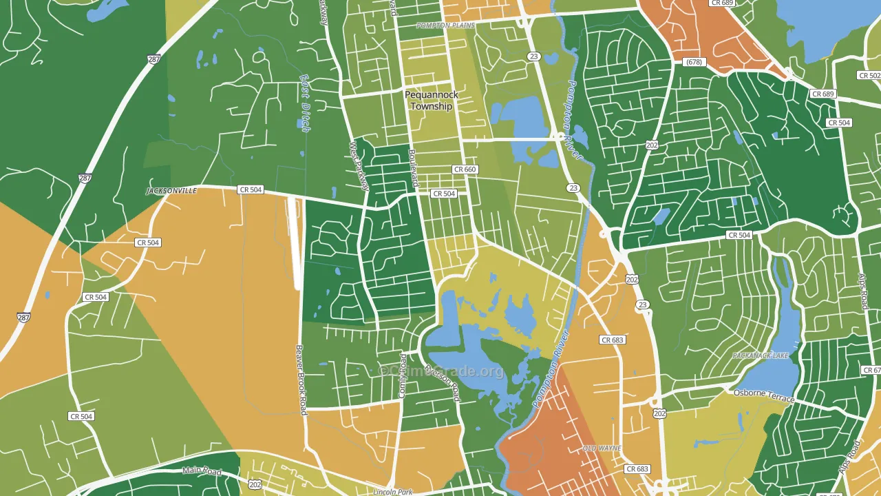 Pequannock, NJ Map of Assault Rates