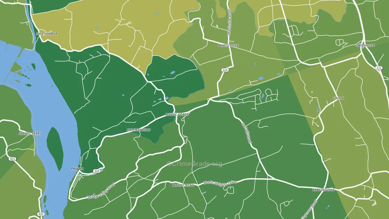 Pequea, PA Map of Assault Rates