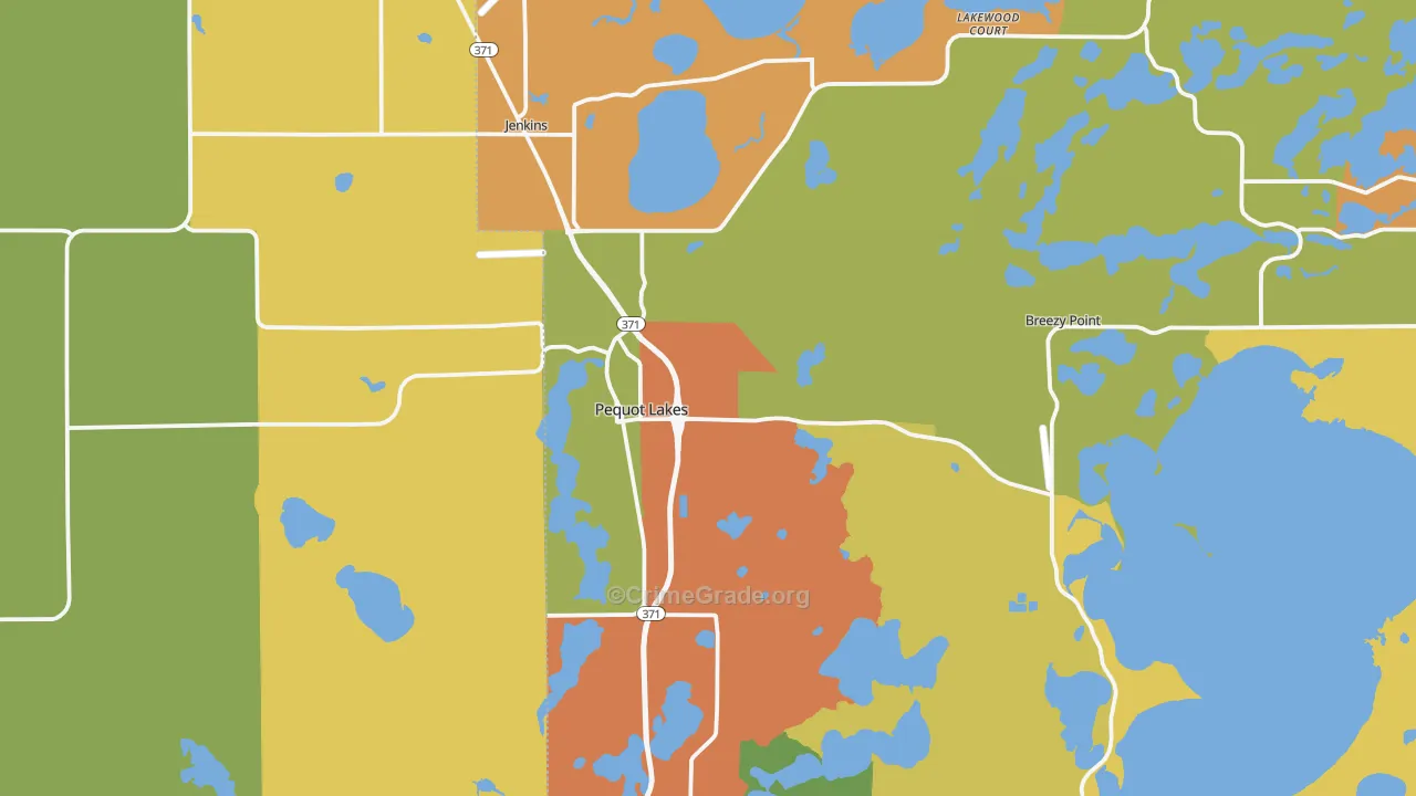 Pequot Lakes, MN Map of Assault Rates