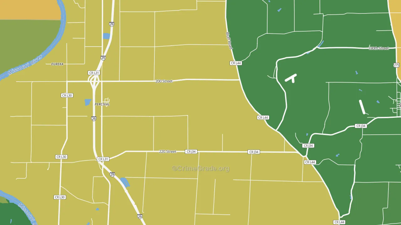 Percival, IA Map of Assault Rates