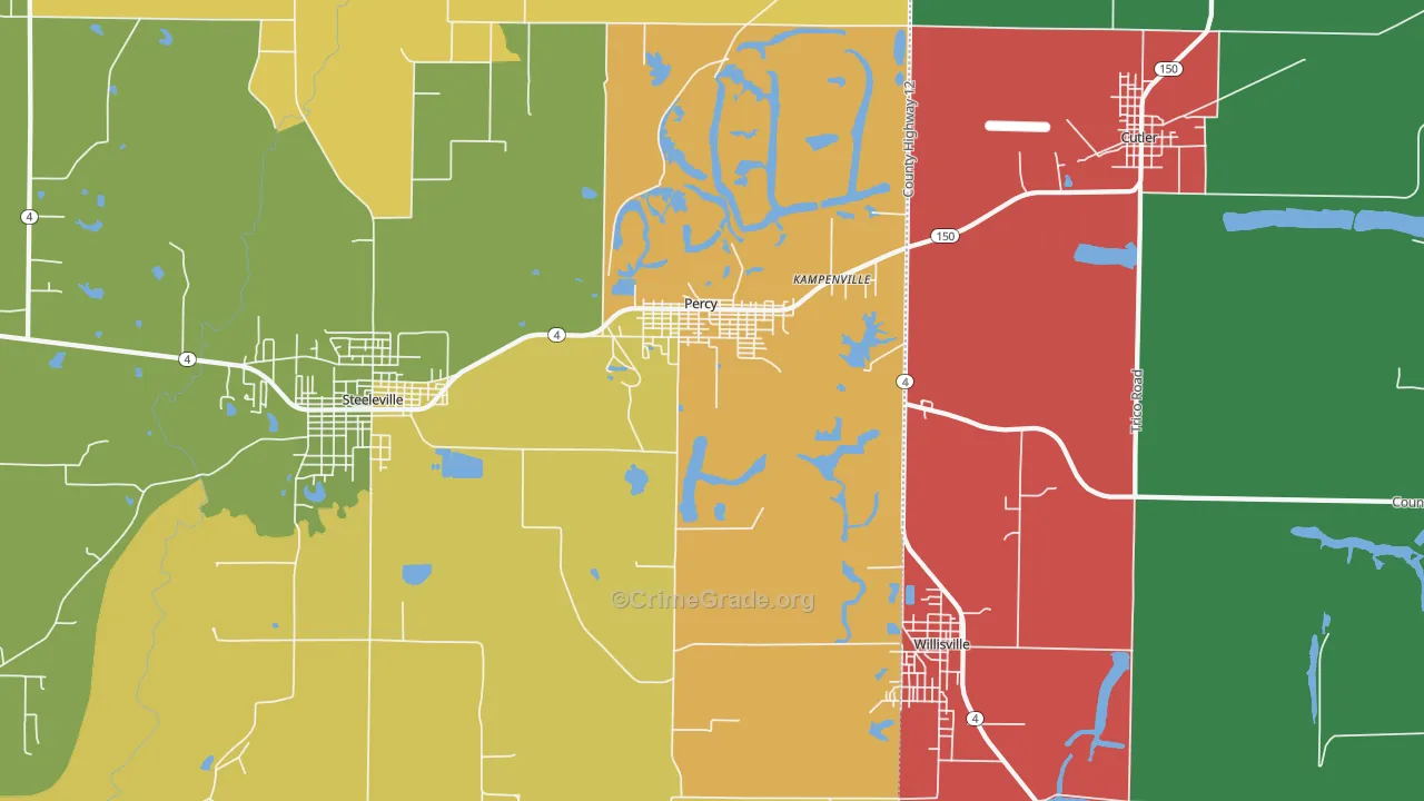 Percy, IL Map of Assault Rates
