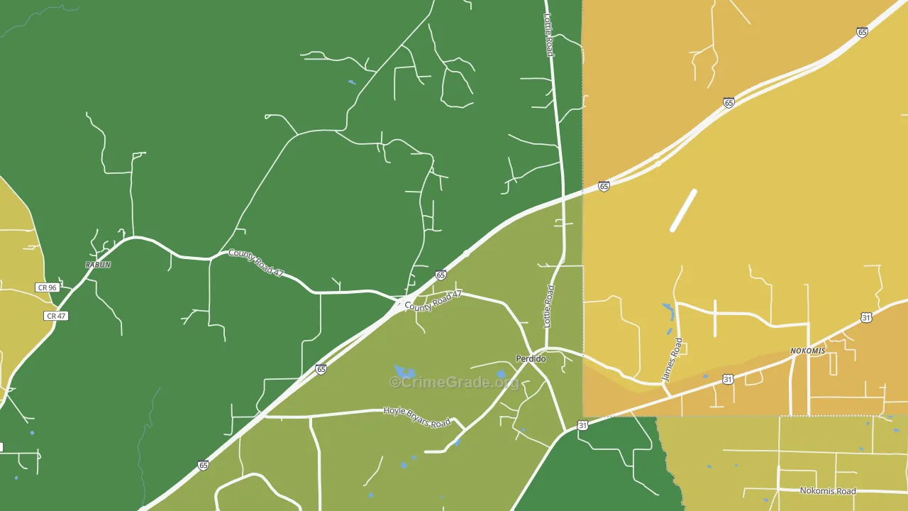 Perdido, AL Map of Assault Rates