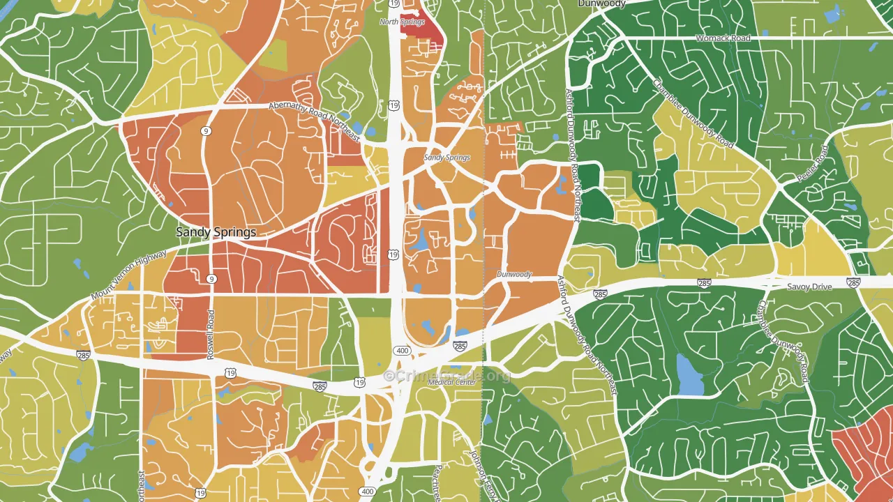Perimeter Center, Sandy Springs, GA Map of Assault Rates