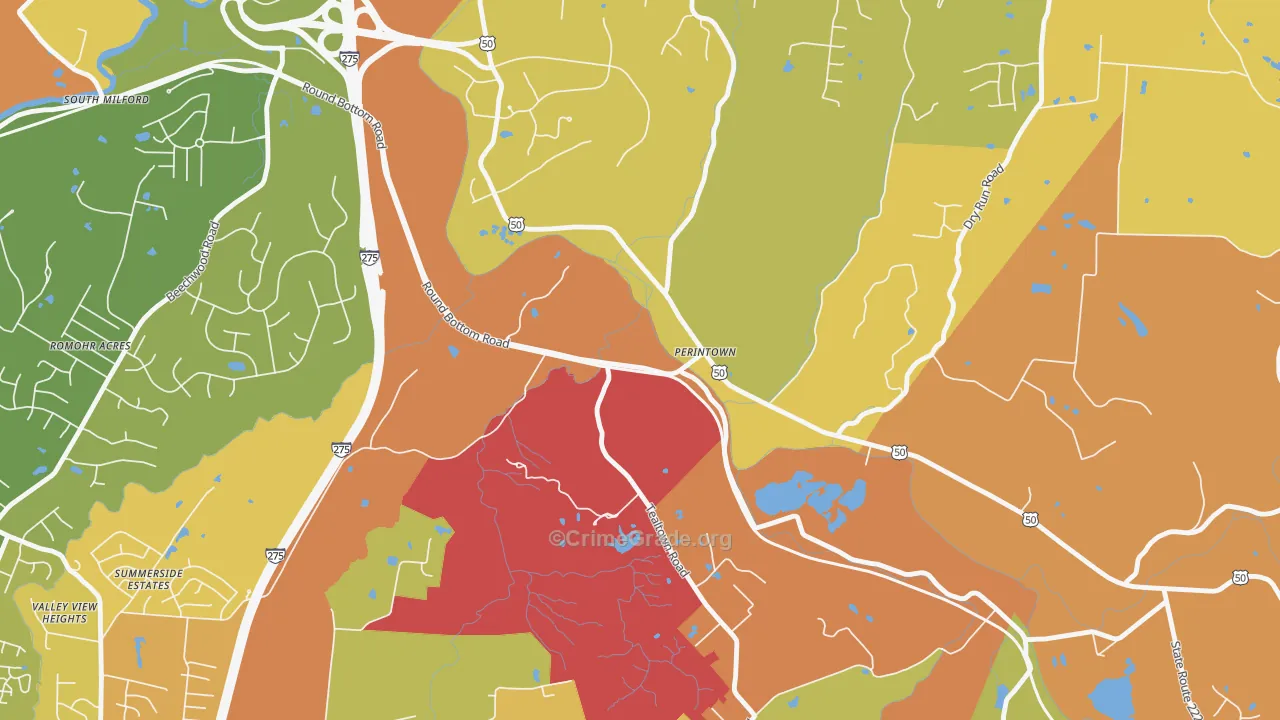 Perintown, OH Map of Assault Rates