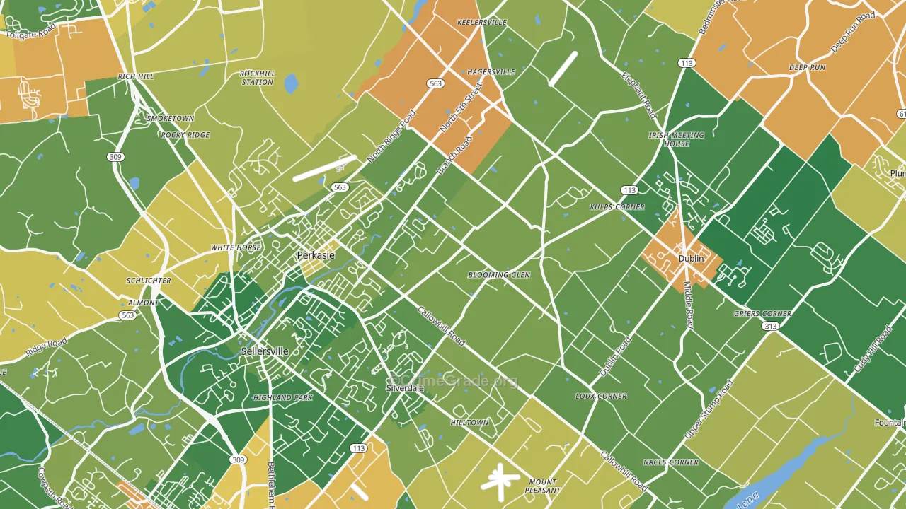 Perkasie, PA Map of Assault Rates