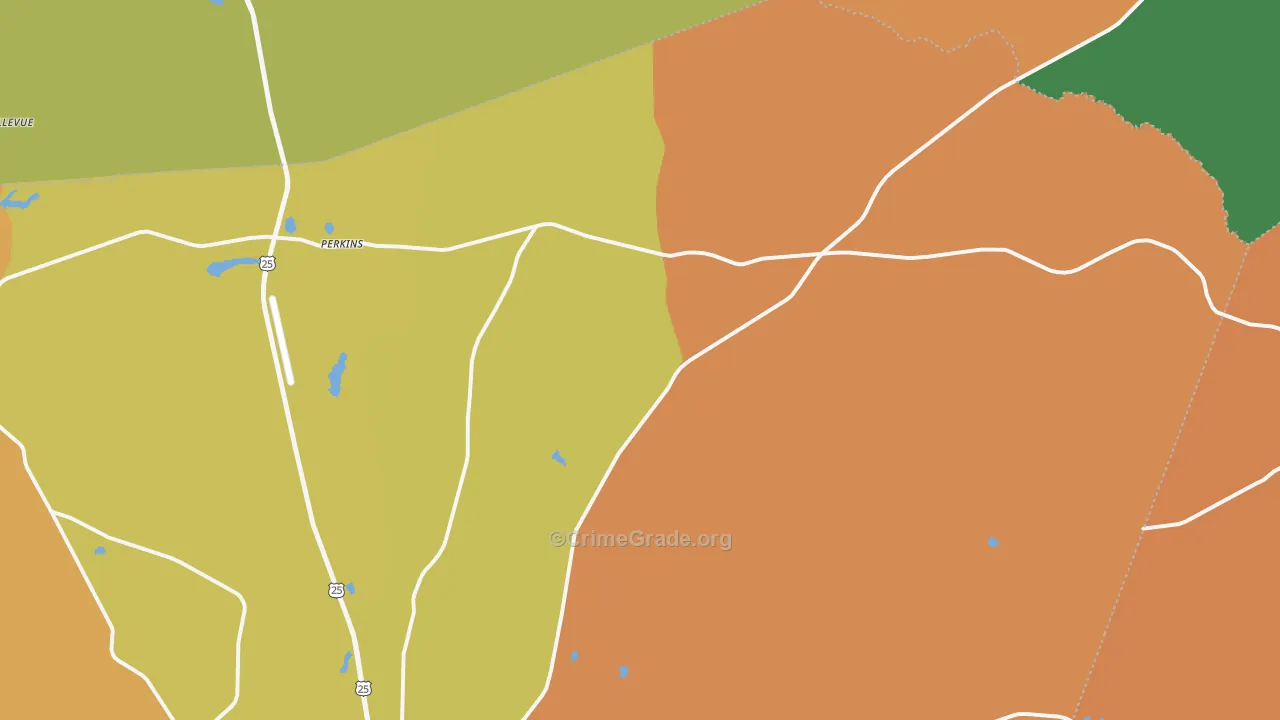 Perkins, GA Map of Assault Rates