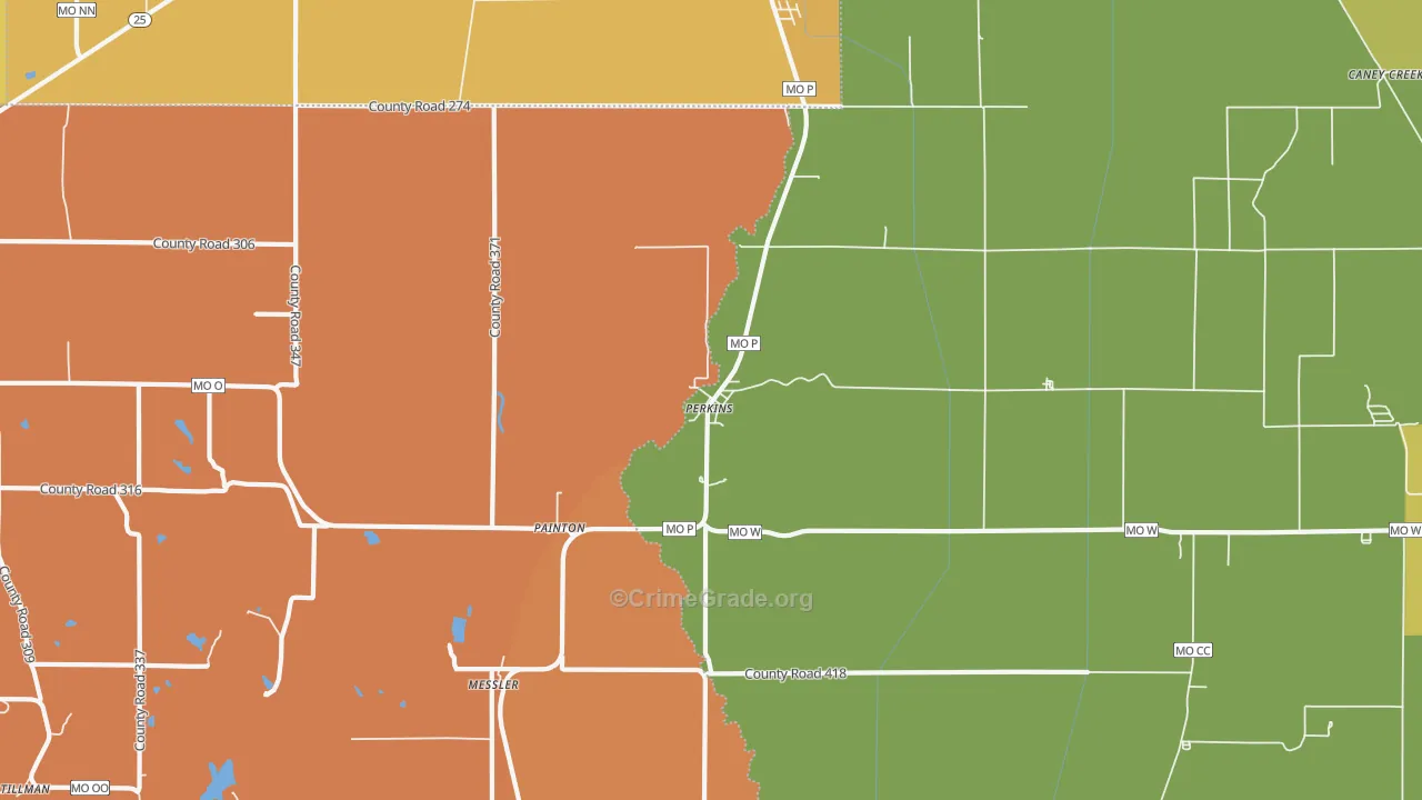 Perkins, MO Map of Assault Rates