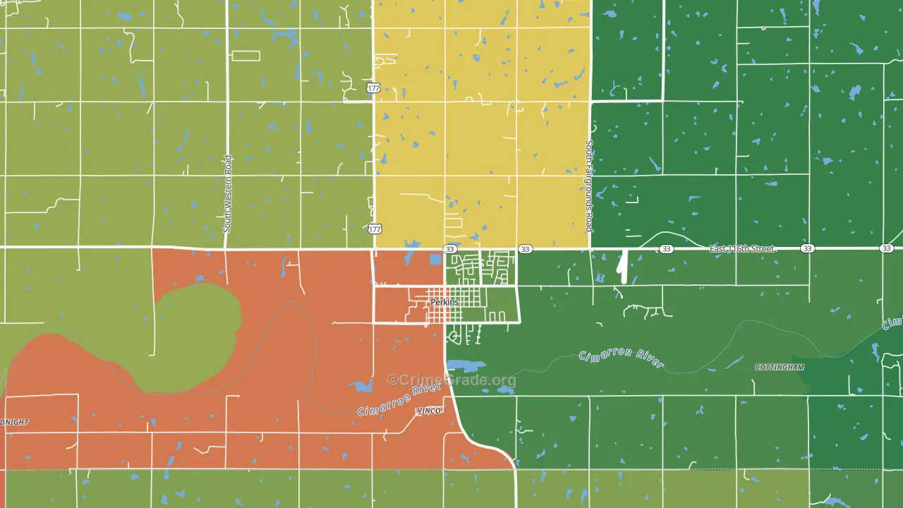 Perkins, OK Map of Assault Rates