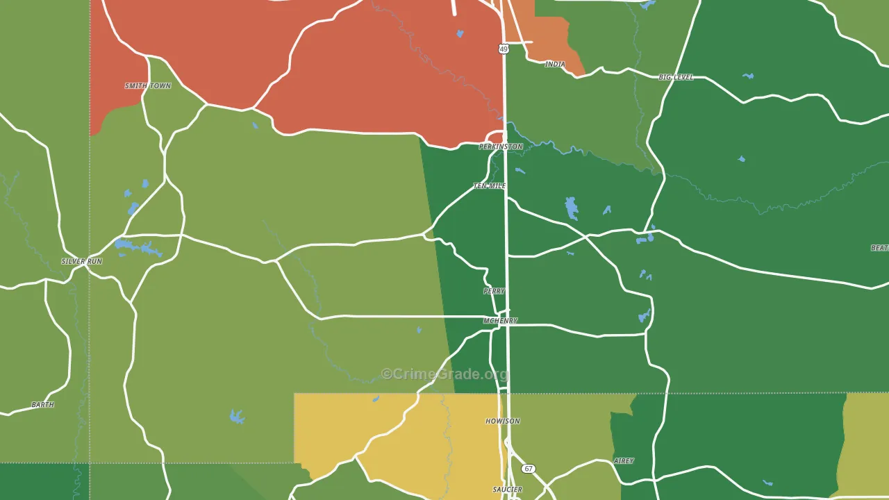 Perkinston, MS Map of Assault Rates