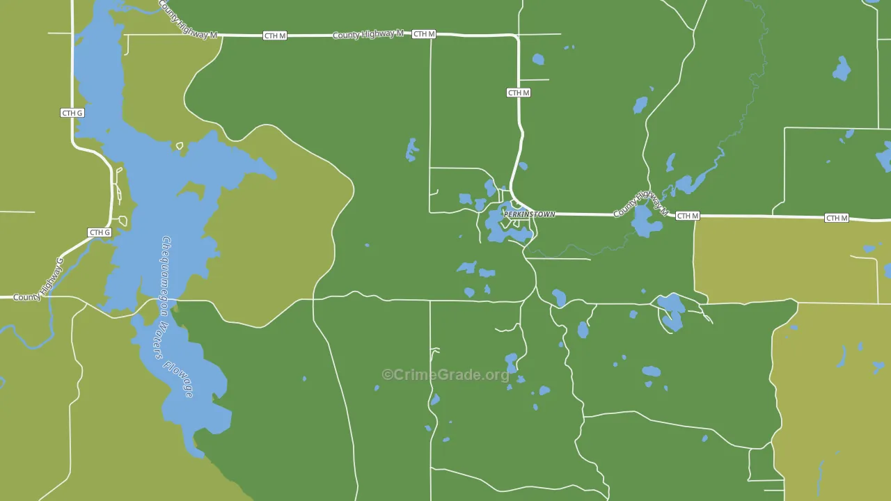 Perkinstown, WI Map of Assault Rates