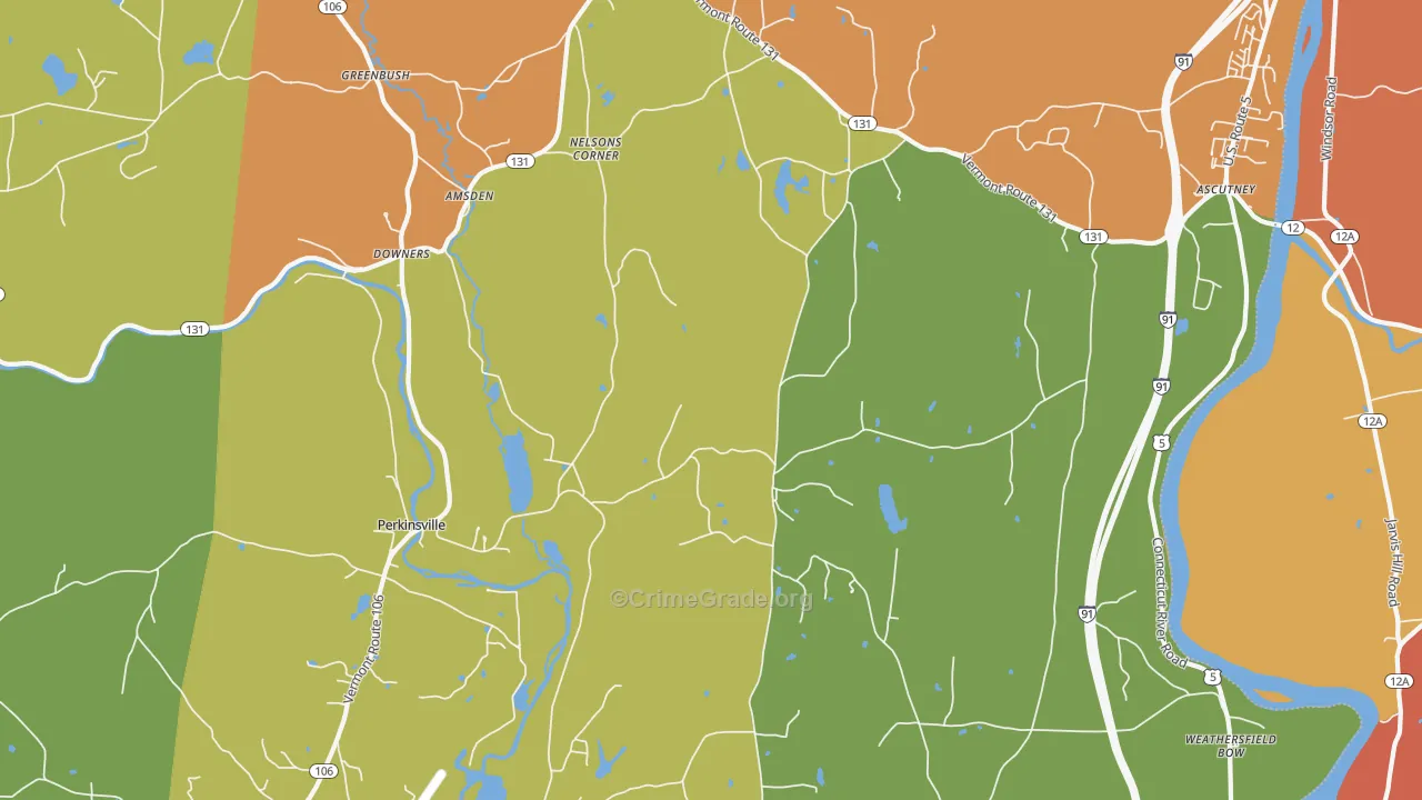 Perkinsville, VT Map of Assault Rates