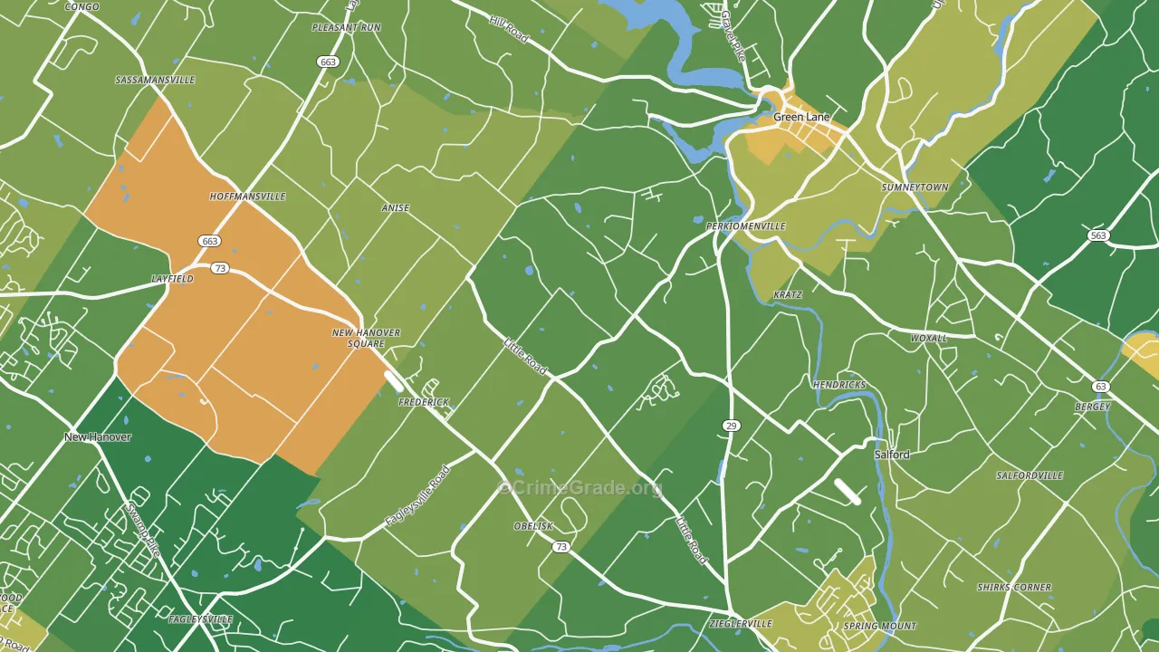 Perkiomenville, PA Map of Assault Rates