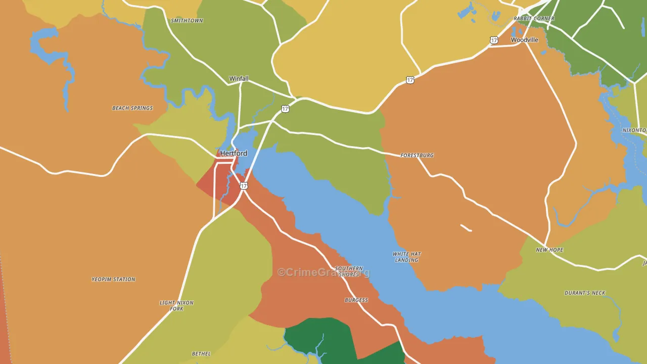 Perquimans County, NC Map of Assault Rates