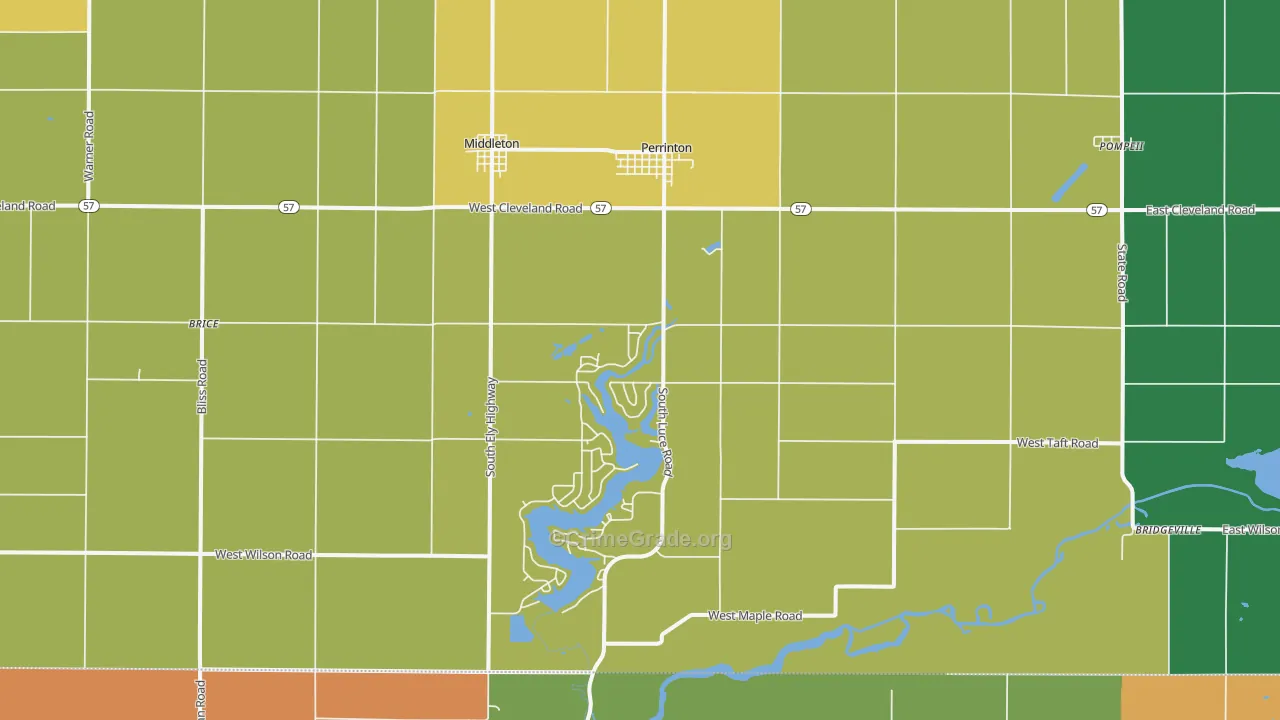Perrinton, MI Map of Assault Rates
