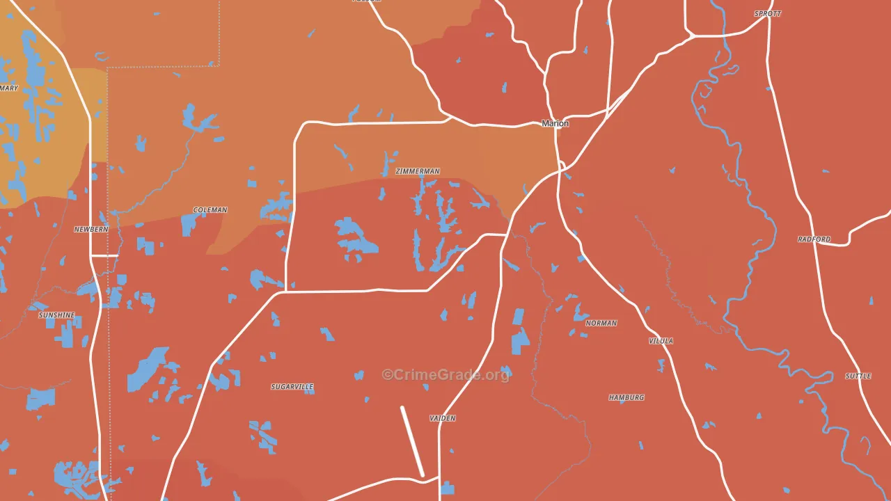 Perry County, AL Map of Assault Rates