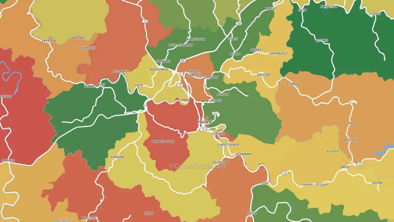 Perry County, KY Map of Assault Rates