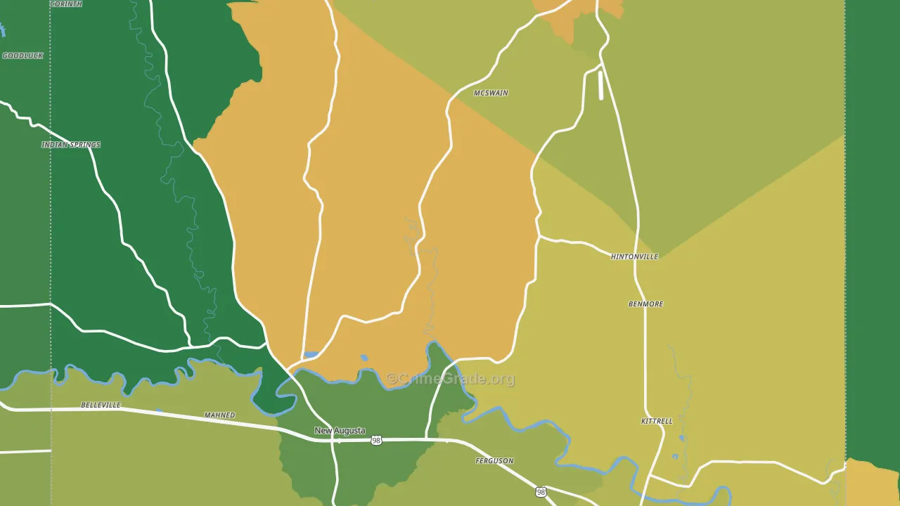 Perry County, MS Map of Assault Rates