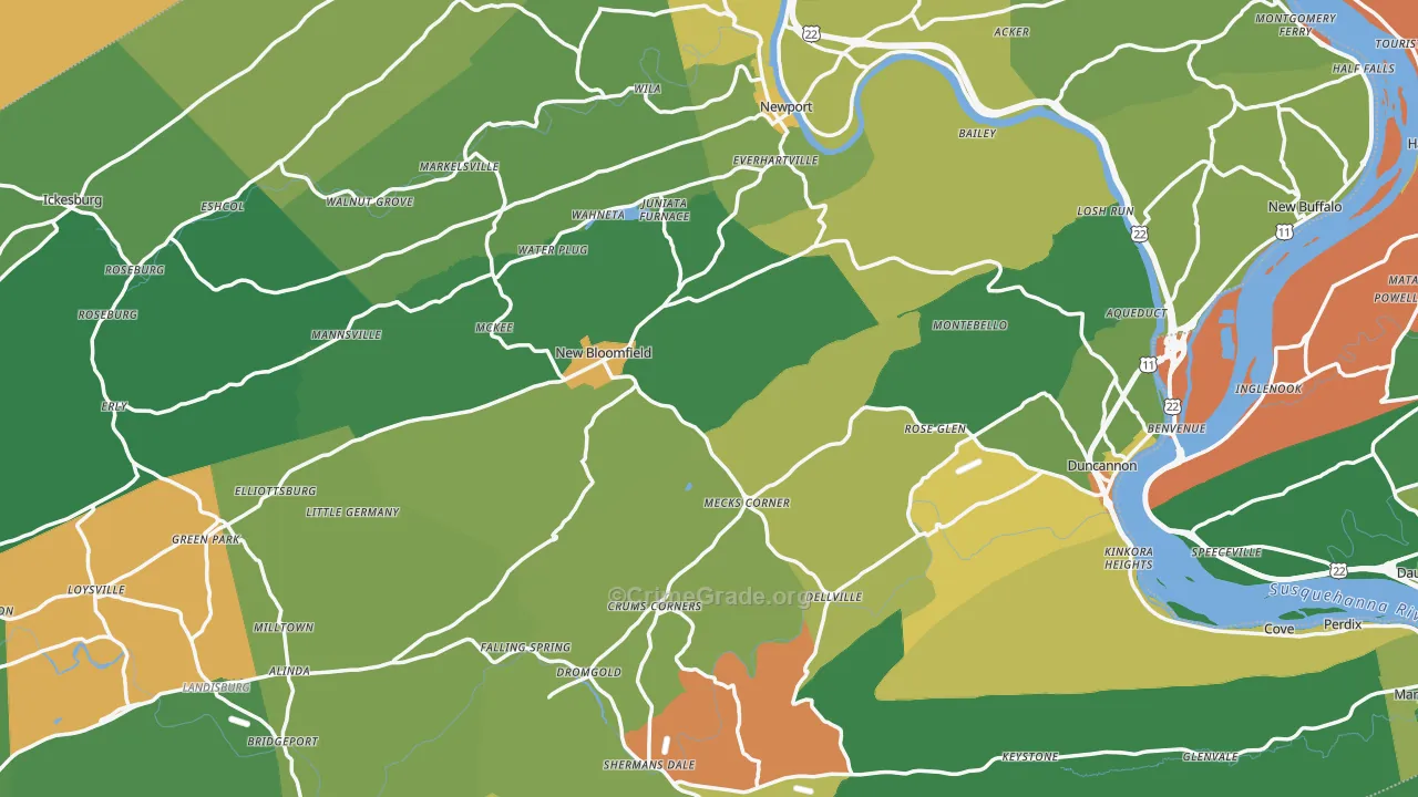 Perry County, PA Map of Assault Rates